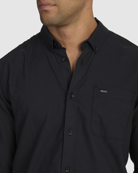 BLACK MENS CLOTHING RVCA SHIRTS - M551VRTD-BLK
