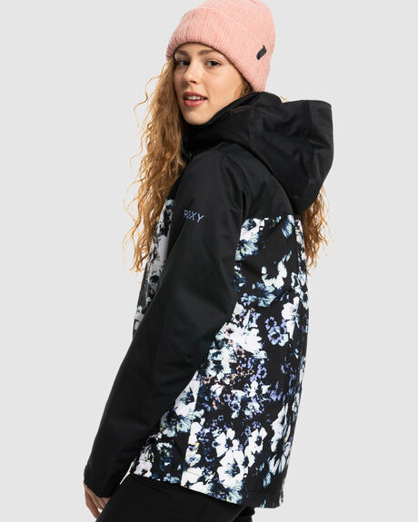TRUE BLACK BLACK FLOWERS SNOW WOMENS ROXY SNOW JACKET - ERJTJ03357-KVJ1