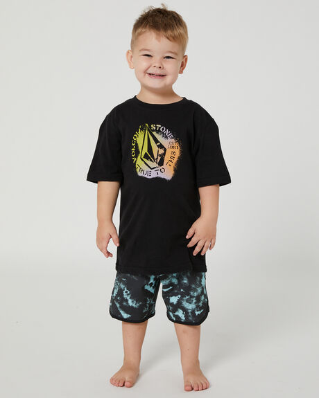 RINSED BLACK KIDS BOYS VOLCOM BOARDSHORTS - Y0842203RIB
