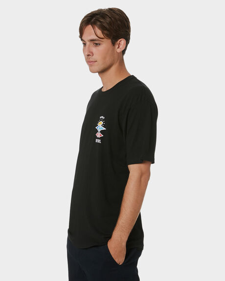 BLACK MENS CLOTHING RIP CURL GRAPHIC TEES - CTESV90090