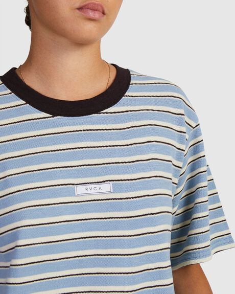 DUSTY BLUE WOMENS CLOTHING RVCA TEES - UVJKT00153-DSB