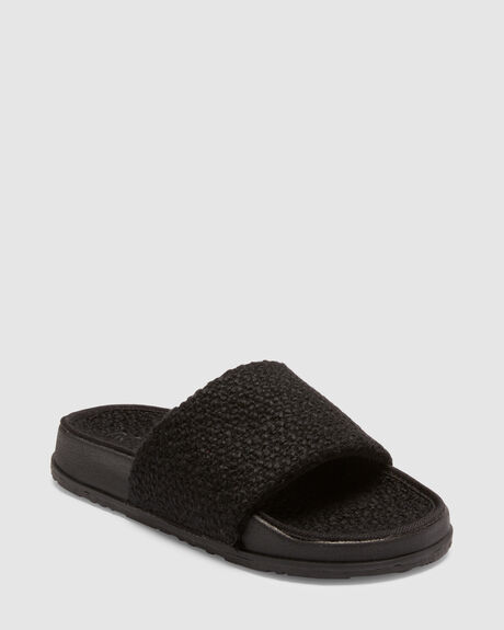 BLACK WOMENS FOOTWEAR ROXY SLIDES - ARJL101094-BLK