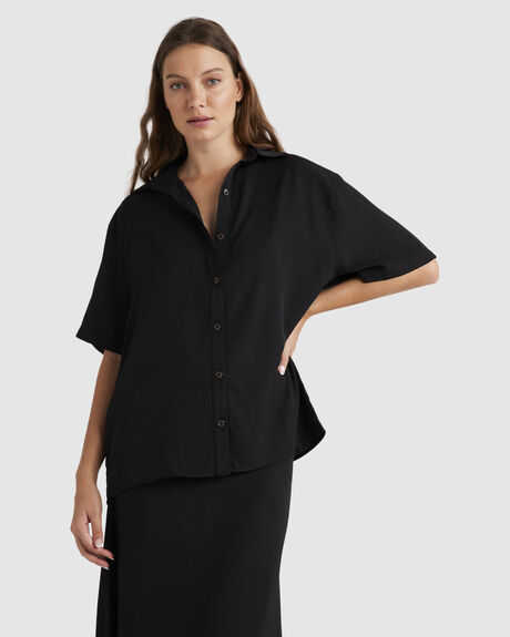 BLACK WOMENS CLOTHING BILLABONG SHIRTS - UBJWT00255-BLK