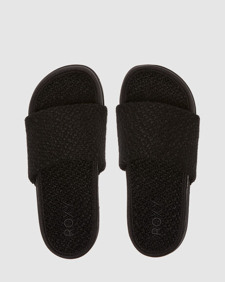 BLACK WOMENS FOOTWEAR ROXY SLIDES - ARJL101094-BLK