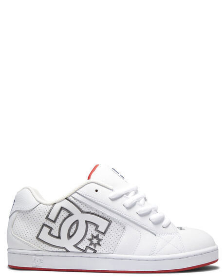 WHITE RED MENS FOOTWEAR DC SHOES SNEAKERS - 302361-WRD