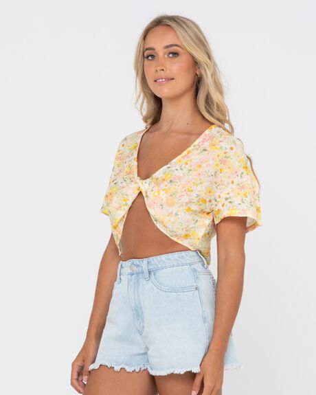 PASTEL YELLOW WOMENS CLOTHING RUSTY TOPS - N22-WSL0792-PAY-06