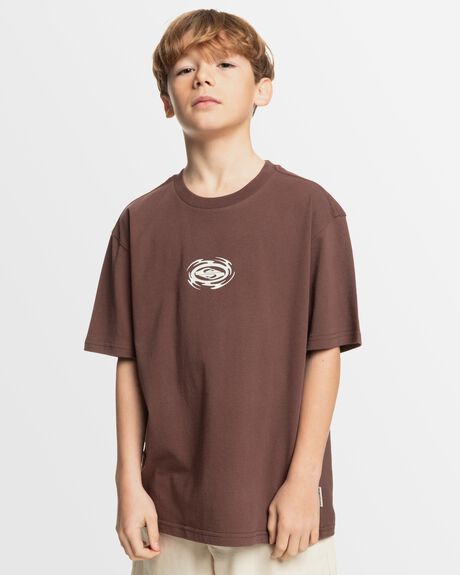 BROWN STONE KIDS YOUTH BOYS QUIKSILVER T-SHIRTS + SINGLETS - UQBZT03445-RRZ0