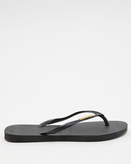 Havaianas Slim Metal Logo Black Gold SurfStitch