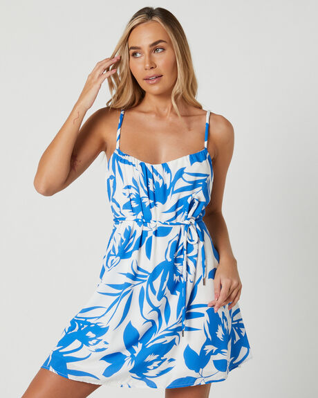 BLUE FLORAL WOMENS CLOTHING MINKPINK DRESSES - IS2302459-BLUE