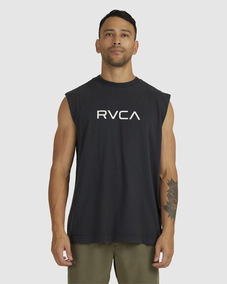 BLACK MENS CLOTHING RVCA T-SHIRTS + SINGLETS - UVYZT00407-BLK