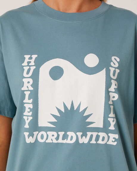 SMOKE BLUE WOMENS CLOTHING HURLEY T-SHIRTS + SINGLETS - WTSSP23HITSBL
