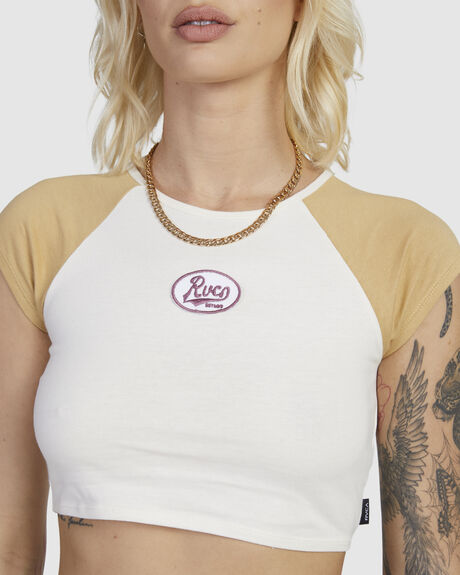 NATURAL WOMENS CLOTHING RVCA T-SHIRTS + SINGLETS - UVJZT00196-NAT
