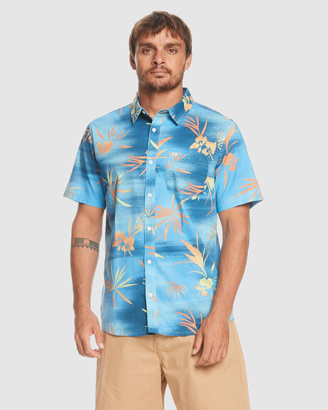 AZURE BLUE FADE OUT MENS CLOTHING QUIKSILVER SHIRTS - EQYWT04502-BJT6
