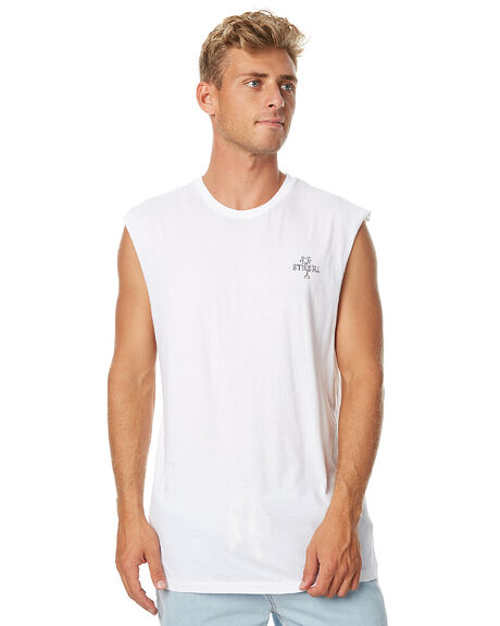 WHITE MENS CLOTHING THRILLS SINGLETS - TA7-133AWHT