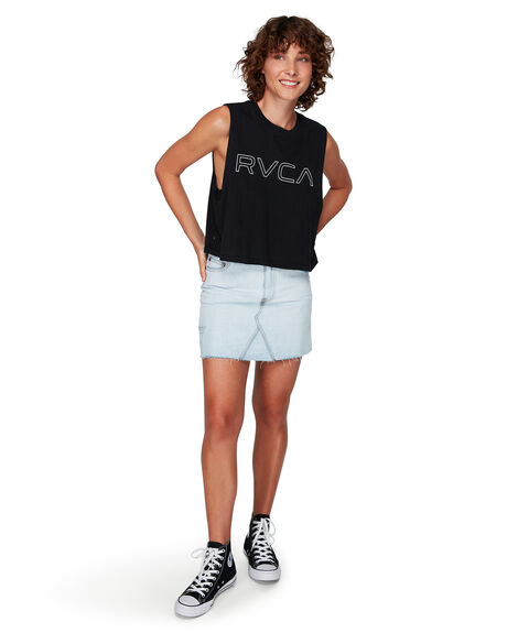 BLACK WOMENS CLOTHING RVCA SINGLETS - RV-R282004-BLK