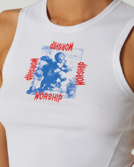 WHITE WOMENS CLOTHING WORSHIP T-SHIRTS + SINGLETS - WWORS23-103A-WHIT