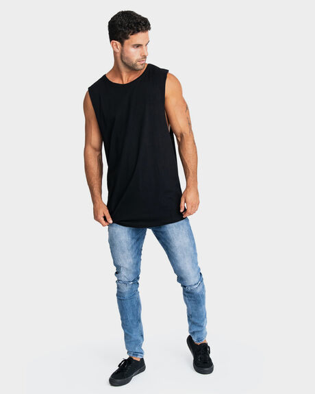 BLACK MENS CLOTHING ONEBYONE SINGLETS + TANKS - OBO-1035-S