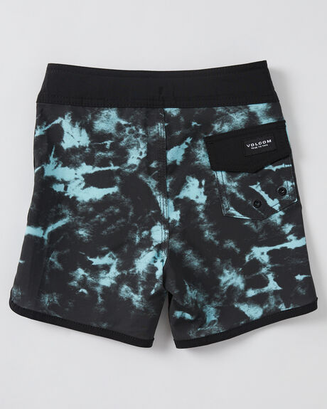 RINSED BLACK KIDS BOYS VOLCOM BOARDSHORTS - Y0842203RIB