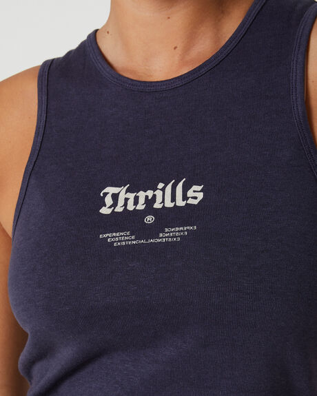 STATION NAVY WOMENS CLOTHING THRILLS T-SHIRTS + SINGLETS - WTS23-122E-NVY