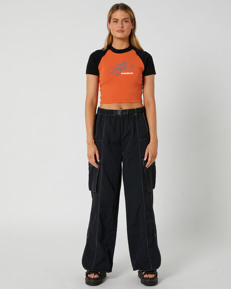 WASHED BLACK WOMENS CLOTHING WORSHIP PANTS - WWORH23-402BWWBLK
