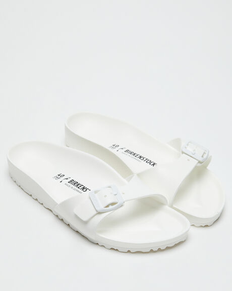 WHITE WOMENS FOOTWEAR BIRKENSTOCK SLIDES - 128183WHT