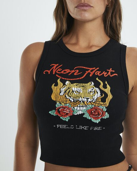 BLACK WOMENS CLOTHING NEON HART SINGLETS - 52468700026