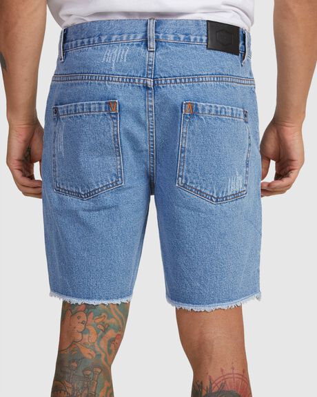 VINTAGE BLUE MENS CLOTHING RVCA SHORTS - UVYWS00105-BRG0