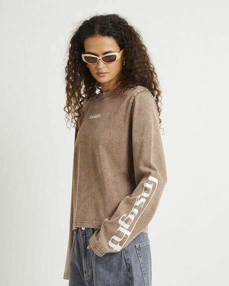 ACID BROWN WOMENS CLOTHING INSIGHT T-SHIRTS + SINGLETS - INWW24412-BRN