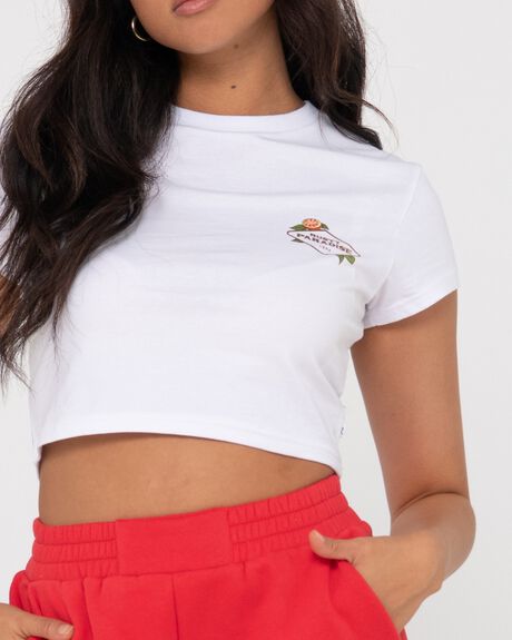 WHITE WOMENS CLOTHING RUSTY T-SHIRTS + SINGLETS - S23-TTL1294-WHT-06