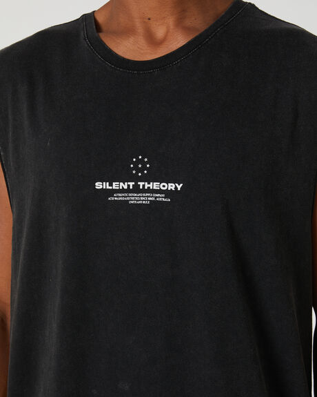 WASHED BLACK MENS CLOTHING SILENT THEORY T-SHIRTS + SINGLETS - 4028028WBLK