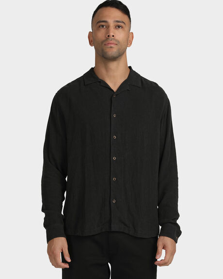 BLACK MENS CLOTHING RVCA SHIRTS - UVYWT00106-BLK