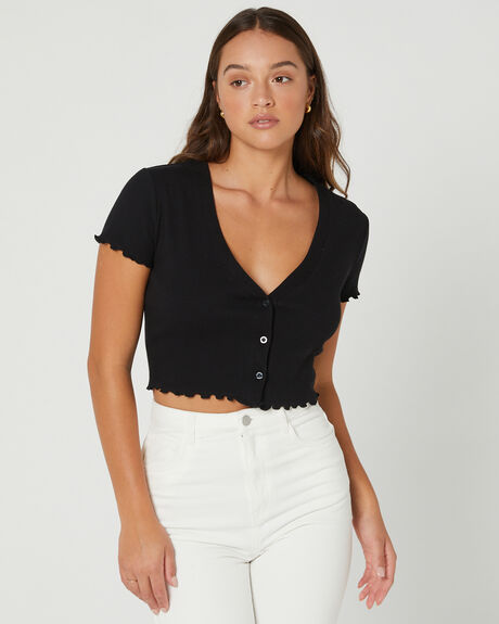BLACK WOMENS CLOTHING SILENT THEORY FASHION TOPS - 60X5136BLK