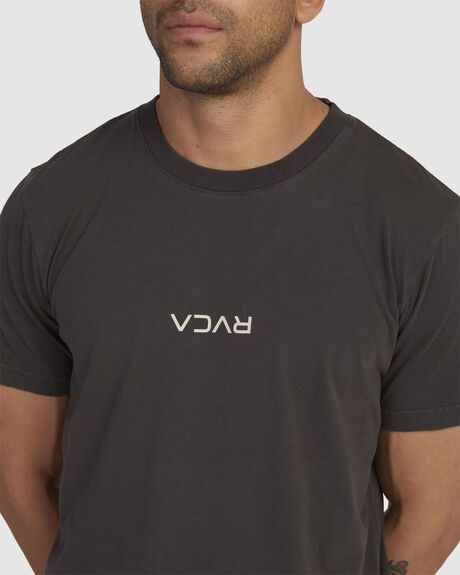WASHED BLACK MENS CLOTHING RVCA T-SHIRTS + SINGLETS - UVYZT00196-WAA