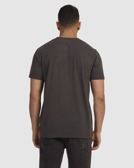 WASHED BLACK MENS CLOTHING RVCA T-SHIRTS + SINGLETS - UVYZT00196-WAA