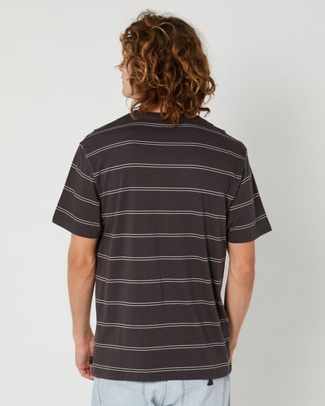 WASHED BLACK MENS CLOTHING RIP CURL STRIPE TEES - CTEMB98264