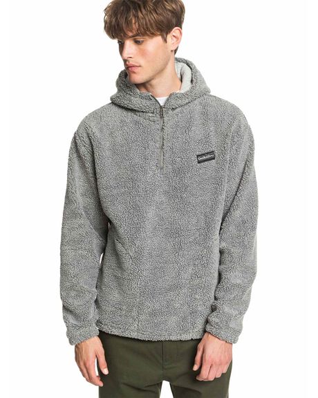 Quiksilver Mens Bogong Gum Half Zip Popcorn Sherpa Hoodie Tarmac