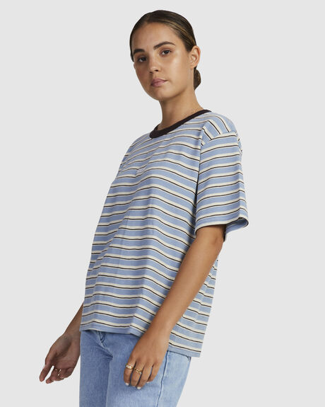 DUSTY BLUE WOMENS CLOTHING RVCA TEES - UVJKT00153-DSB