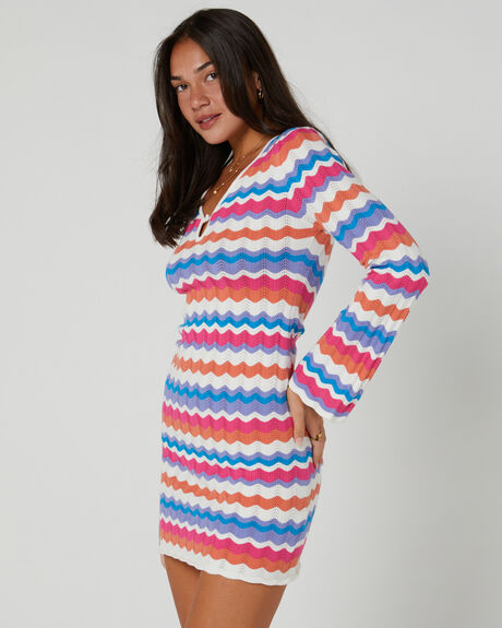 CORAL STRIPE WOMENS CLOTHING MINKPINK DRESSES - MG2401850-CORSTR