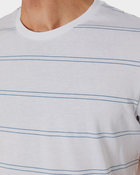 WHITE BLUE MENS CLOTHING RIP CURL STRIPE TEES - CTEMB91638