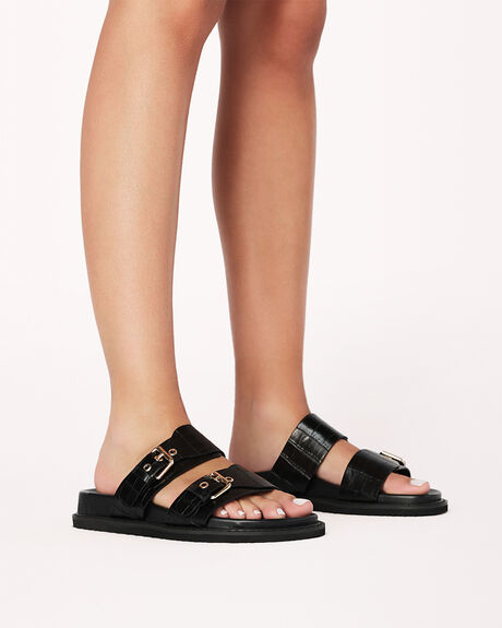 BLACK CROC WOMENS FOOTWEAR BILLINI SLIDES - S950-BLK