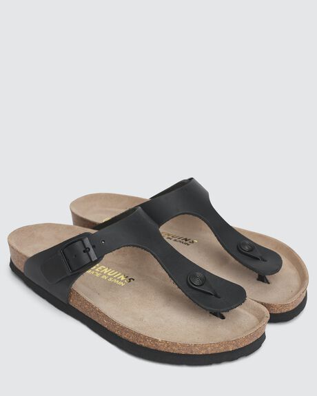 BLACK WOMENS FOOTWEAR GENUINS SLIDES + THONGS - G101110-36