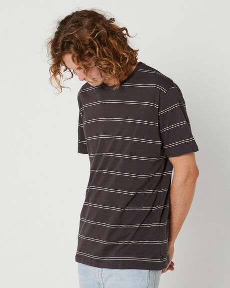 WASHED BLACK MENS CLOTHING RIP CURL STRIPE TEES - CTEMB98264