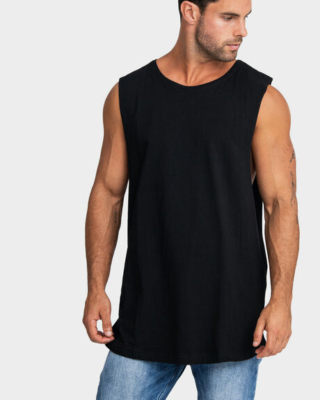 BLACK MENS CLOTHING ONEBYONE SINGLETS + TANKS - OBO-1035-S