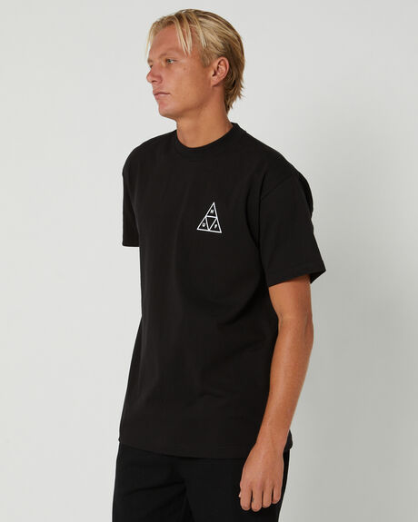 BLACK MENS CLOTHING HUF T-SHIRTS + SINGLETS - TS01953-BLACK