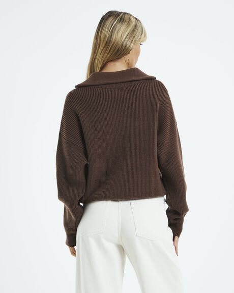 CHOCOLATE BROWN WOMENS CLOTHING SUBTITLED KNITS + CARDIGANS - 51454800026