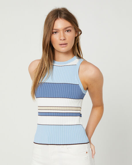 BLUE STRIPE WOMENS CLOTHING MINKPINK SINGLETS - MG2204821STRP