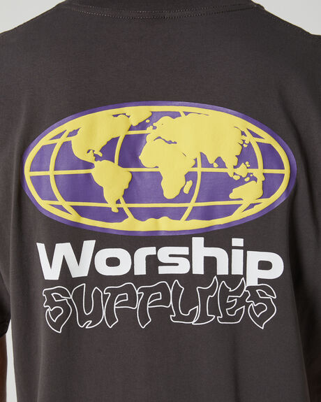 WORN BLACK MENS CLOTHING WORSHIP T-SHIRTS + SINGLETS - PA24-109B