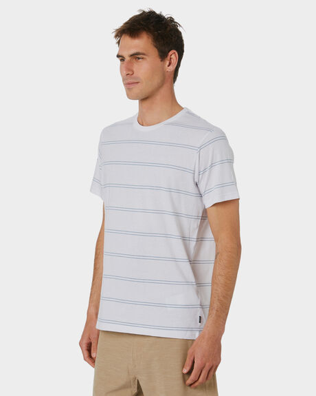 WHITE BLUE MENS CLOTHING RIP CURL STRIPE TEES - CTEMB91638