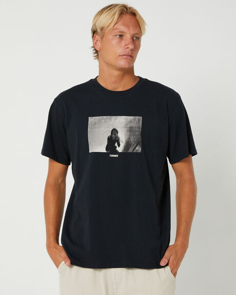 BLACK MENS CLOTHING FORMER GRAPHIC TEES - FTE-22507BLK
