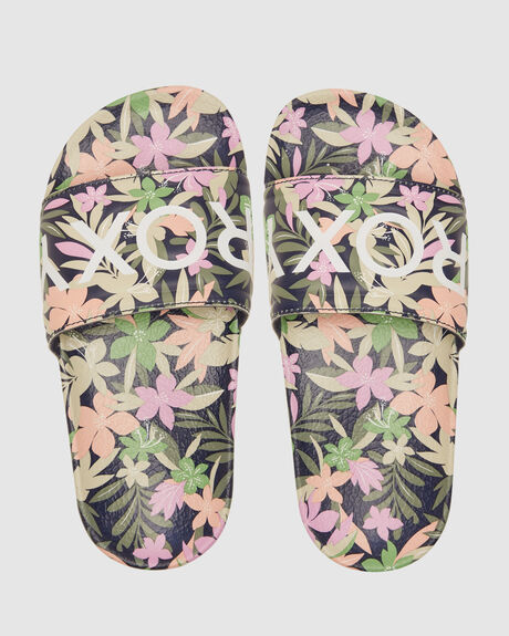 LT NAVY PINK WOMENS FOOTWEAR ROXY SLIDES + THONGS - ARGL100344-LNP